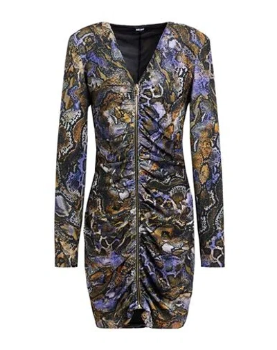Just Cavalli Woman Mini Dress Purple Size 4 Polyester, Metallic Polyester, Elastane In Multi