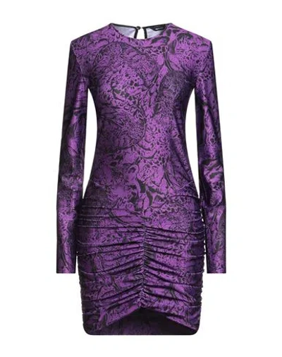 Just Cavalli Woman Mini Dress Purple Size 6 Polyester, Elastane