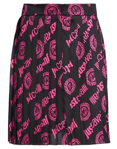 Just Cavalli Woman Mini Skirt Black Size 4 Polyester In Pink