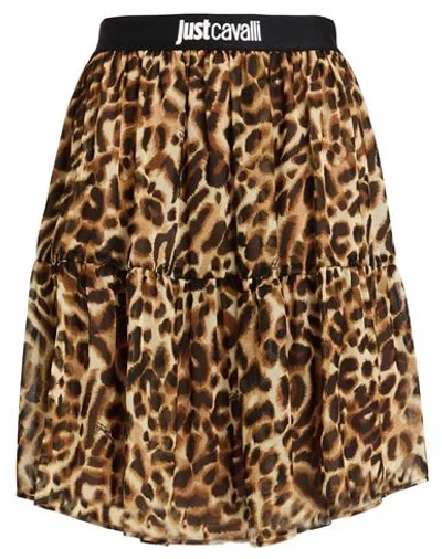 Just Cavalli Woman Mini Skirt Camel Size 6 Polyester
