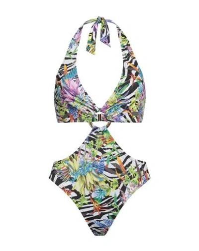 Just Cavalli Woman One-piece Swimsuit White Size S Polyester, Elastane In Multi