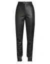Just Cavalli Woman Pants Black Size 10 Sheepskin In Black