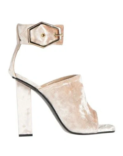 Just Cavalli Woman Sandals Beige Size 7 Textile Fibers