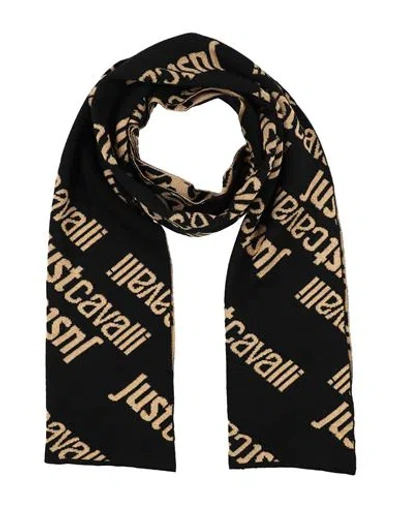 Just Cavalli Woman Scarf Black Size - Wool, Acrylic, Viscose, Polyamide, Metallic Fiber
