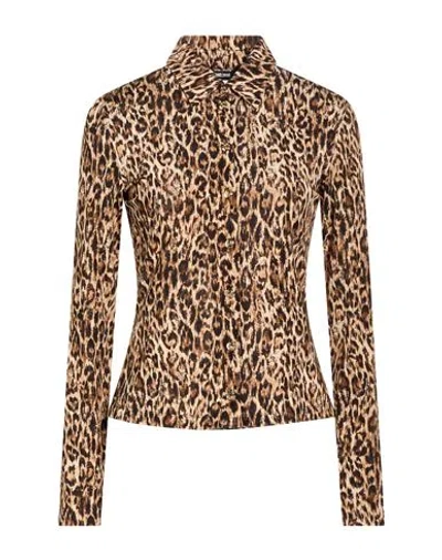 Just Cavalli Woman Shirt Beige Size 10 Viscose, Elastane In Brown