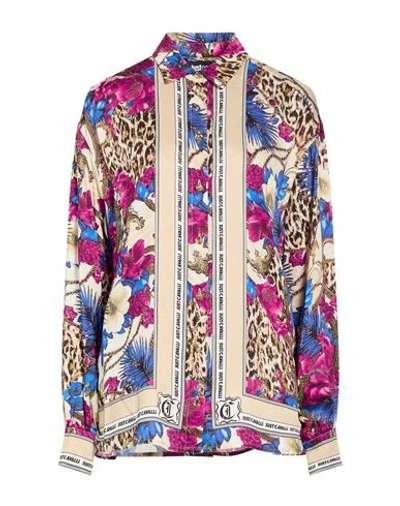 Just Cavalli Woman Shirt Beige Size 10 Viscose In Multi
