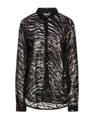 Just Cavalli Woman Shirt Black Size 12 Polyester