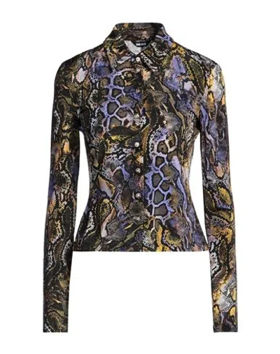 Just Cavalli Woman Shirt Black Size 12 Viscose, Elastane In Multi