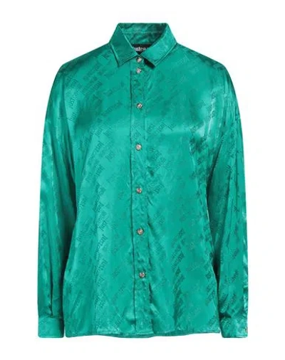 Just Cavalli Woman Shirt Emerald Green Size 10 Viscose