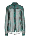Just Cavalli Woman Shirt Emerald Green Size 12 Polyester In Green