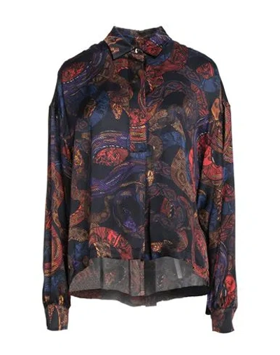 Just Cavalli Woman Shirt Midnight Blue Size 10 Viscose