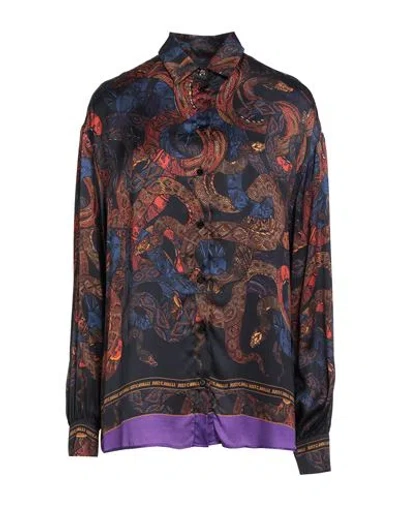 Just Cavalli Woman Shirt Midnight Blue Size 10 Viscose In Multi