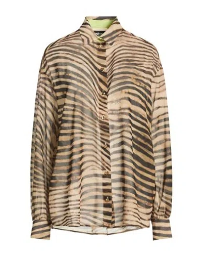 Just Cavalli Woman Shirt Sand Size 14 Polyester In Animal Print