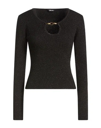 Just Cavalli Woman Sweater Black Size L Viscose, Polyester, Metal Fiber