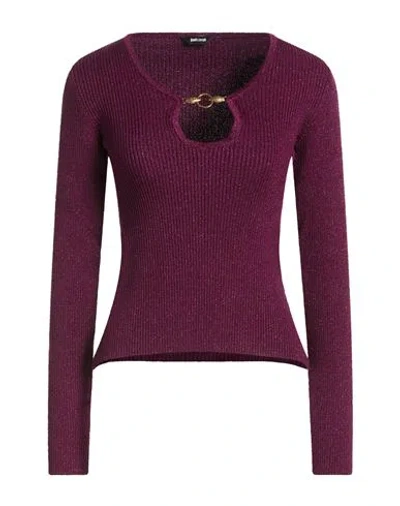 Just Cavalli Woman Sweater Purple Size L Viscose, Polyester, Metal Fiber