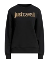 Just Cavalli Woman Sweatshirt Black Size L Cotton, Elastane