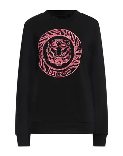 Just Cavalli Woman Sweatshirt Black Size S Cotton, Elastane