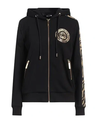 Just Cavalli Woman Sweatshirt Black Size L Cotton, Elastane