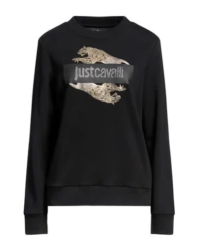 Just Cavalli Woman Sweatshirt Black Size M Cotton, Elastane