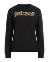 Just Cavalli Woman Sweatshirt Black Size Xl Cotton, Elastane In Black