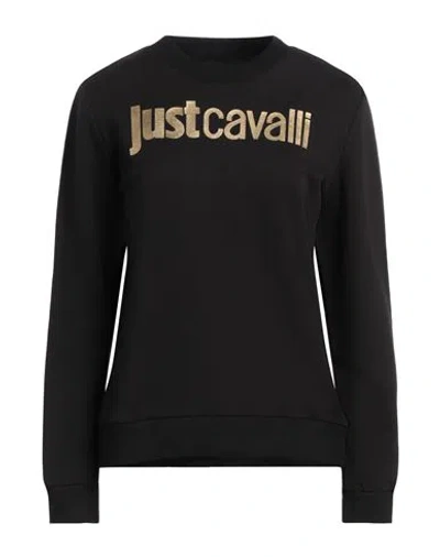 Just Cavalli Woman Sweatshirt Black Size Xl Cotton, Elastane