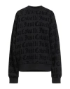 Just Cavalli Woman Sweatshirt Black Size Xl Cotton, Elastane In Black