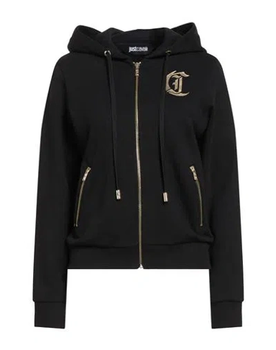 JUST CAVALLI JUST CAVALLI WOMAN SWEATSHIRT BLACK SIZE XL COTTON, ELASTANE