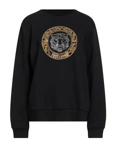JUST CAVALLI JUST CAVALLI WOMAN SWEATSHIRT BLACK SIZE XL COTTON, ELASTANE