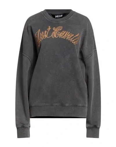 Just Cavalli Woman Sweatshirt Charcoal Size M Cotton In Gray