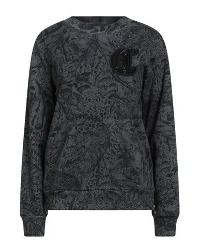 Just Cavalli Woman Sweatshirt Charcoal Size S Cotton, Elastane In Gray