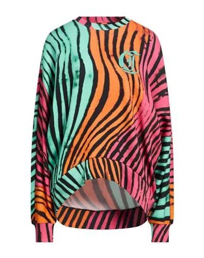 Just Cavalli Woman Sweatshirt Green Size M Cotton In Multi