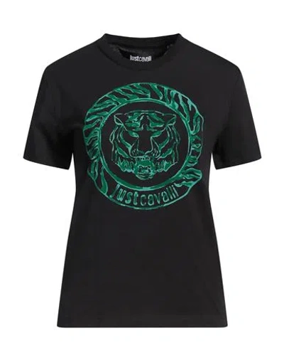 Just Cavalli Woman T-shirt Black Size L Cotton