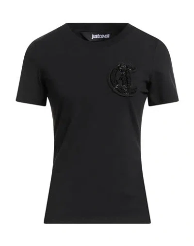 Just Cavalli Woman T-shirt Black Size L Cotton, Elastane
