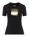 Just Cavalli Woman T-shirt Black Size L Cotton, Elastane In Black