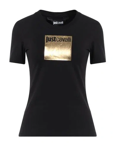 Just Cavalli Woman T-shirt Black Size L Cotton, Elastane