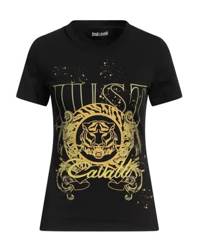 Just Cavalli Woman T-shirt Black Size L Cotton, Elastane