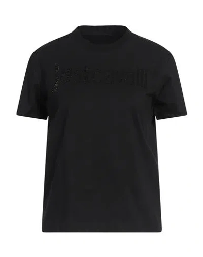 Just Cavalli Woman T-shirt Black Size M Cotton
