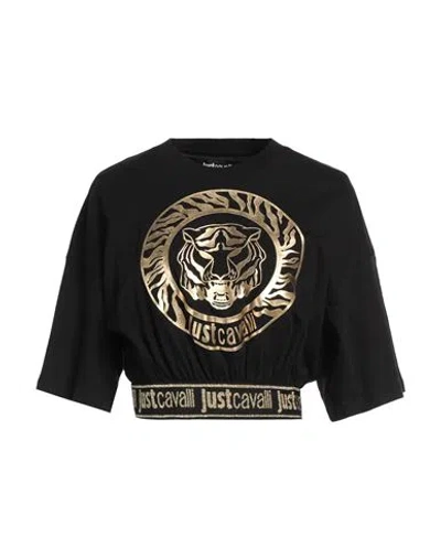 JUST CAVALLI JUST CAVALLI WOMAN T-SHIRT BLACK SIZE L COTTON