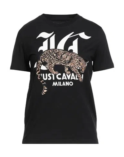 Just Cavalli Woman T-shirt Black Size M Cotton