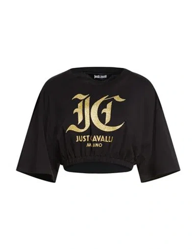 Just Cavalli Woman T-shirt Black Size M Cotton