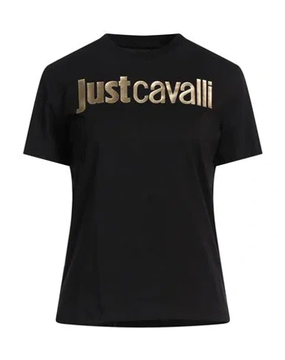 Just Cavalli Woman T-shirt Black Size M Cotton