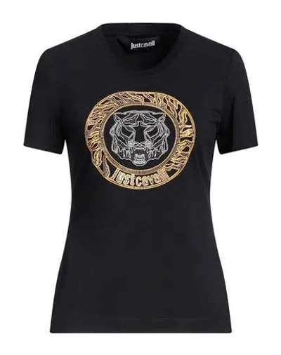 Just Cavalli Woman T-shirt Black Size M Cotton, Elastane