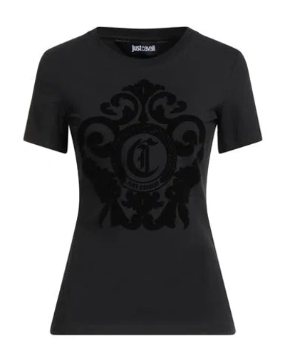 Just Cavalli Woman T-shirt Black Size S Cotton, Elastane