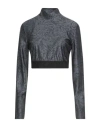Just Cavalli Woman T-shirt Charcoal Size 12 Polyester, Elastane In Blue