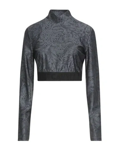 Just Cavalli Woman T-shirt Charcoal Size 12 Polyester, Elastane In Gray