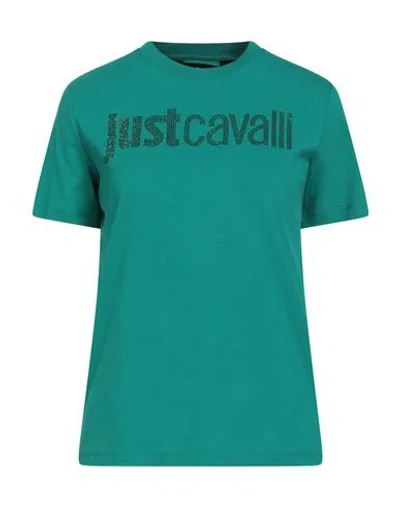 Just Cavalli Woman T-shirt Emerald Green Size L Cotton