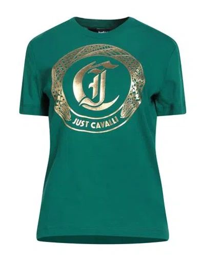 Just Cavalli Woman T-shirt Green Size Xl Cotton