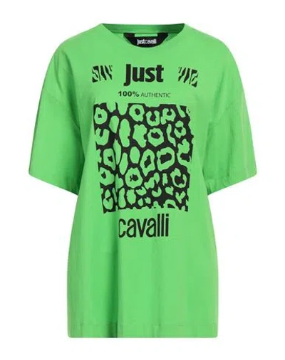 Just Cavalli Woman T-shirt Light Green Size S Cotton