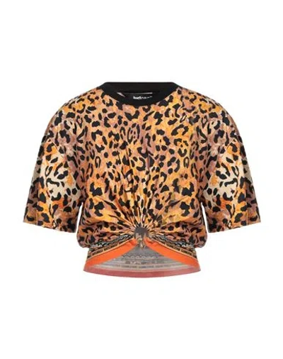 Just Cavalli Woman T-shirt Marigold Size L Cotton In Brown