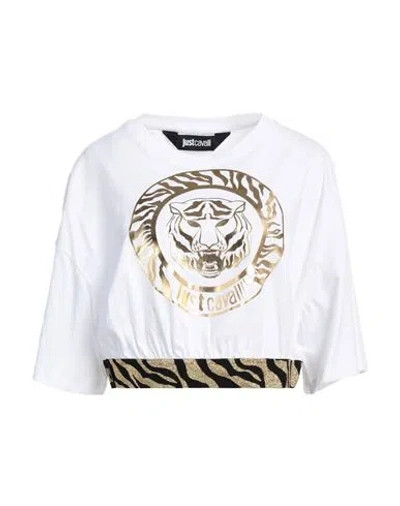 Just Cavalli Woman T-shirt White Size 14 Cotton